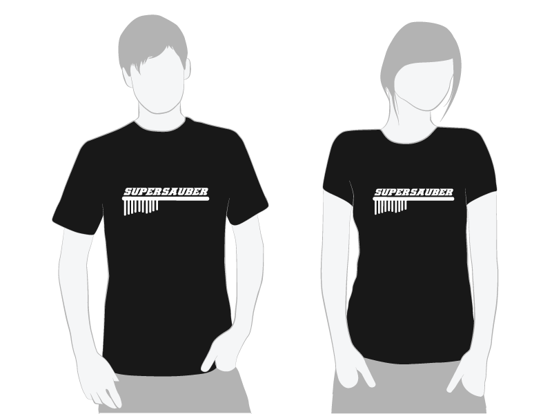 T-Shirt Aufschrift 'Supersauber' mit Stilisierter Bürste unterhalb